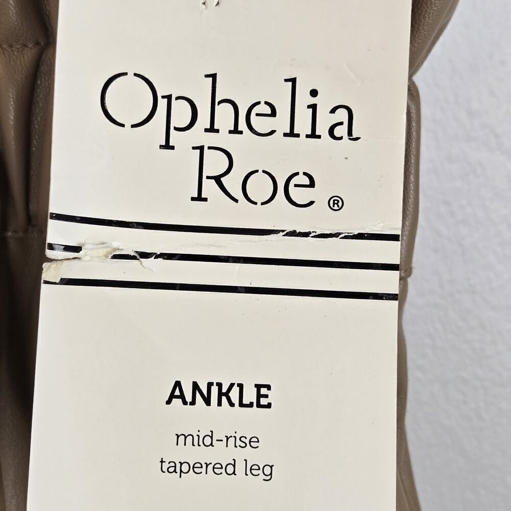 NWT Women's Size 3X Ophelia Roe Faux Leather Tan Pants Mid-Rise Tapered Leg 24" - Picture 4 of 10